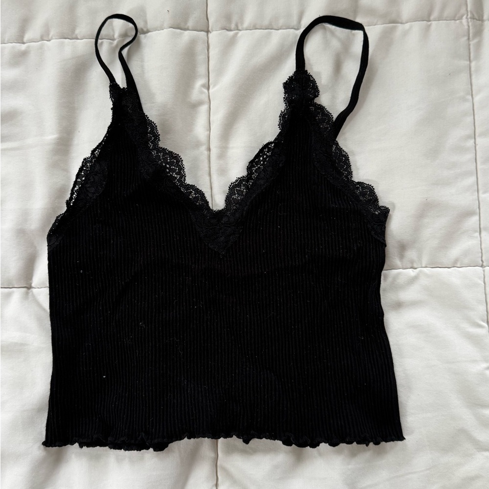 Black Lace Trim Cami Top